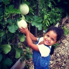 My niece Sophia's first visit to the garden.